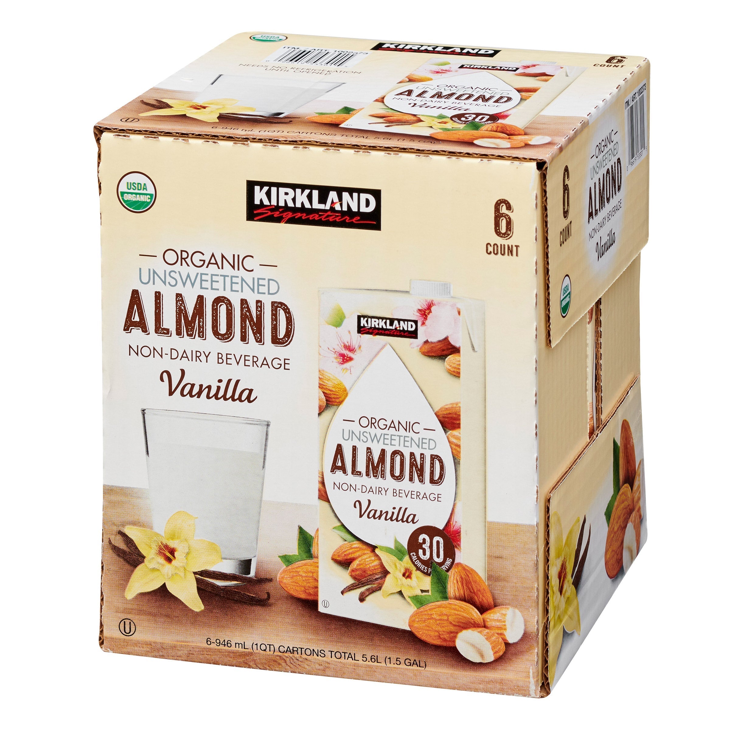 Organic Almond Beverage, Vanilla, 32 fl oz, 6-Count