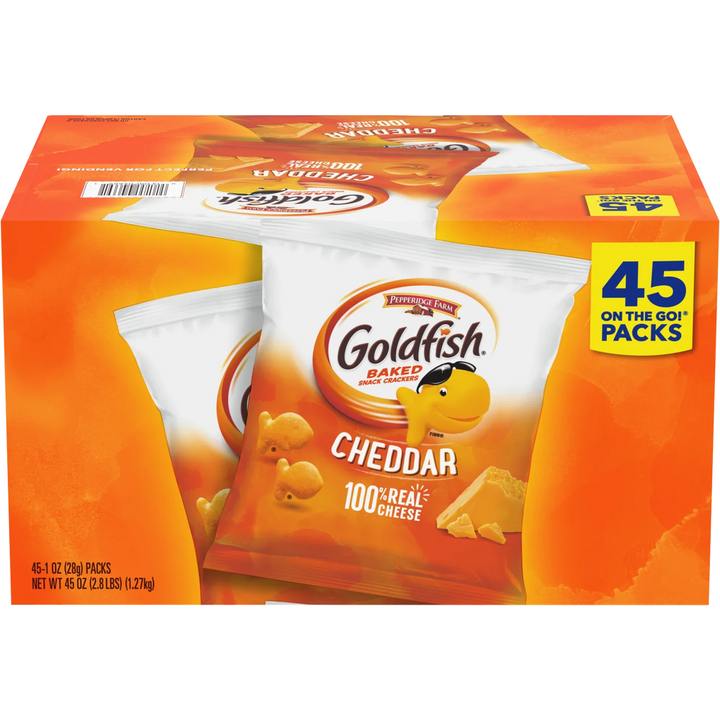 Goldfish Baked Snack Crackers, Cheddar, 1 oz, 45-count