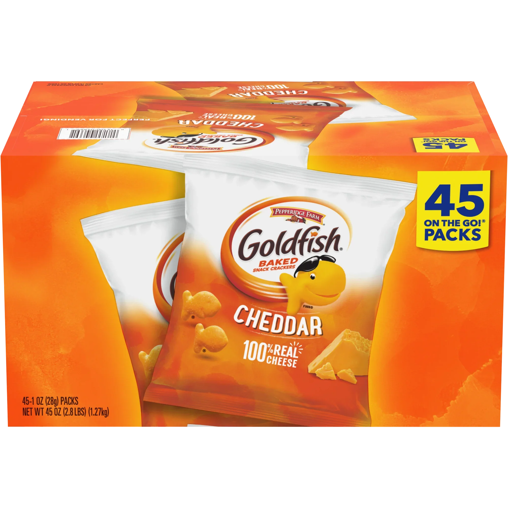 Goldfish Baked Snack Crackers, Cheddar, 1 oz, 45-count