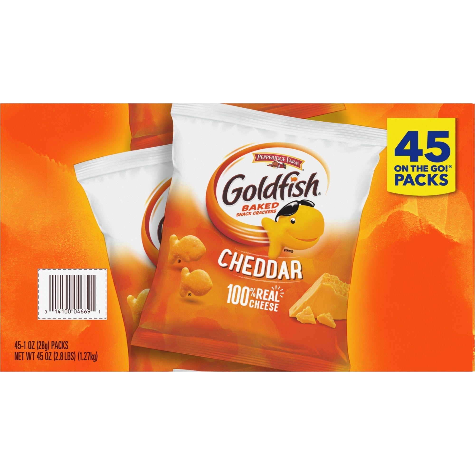 Goldfish Baked Snack Crackers, Cheddar, 1 oz, 45-count