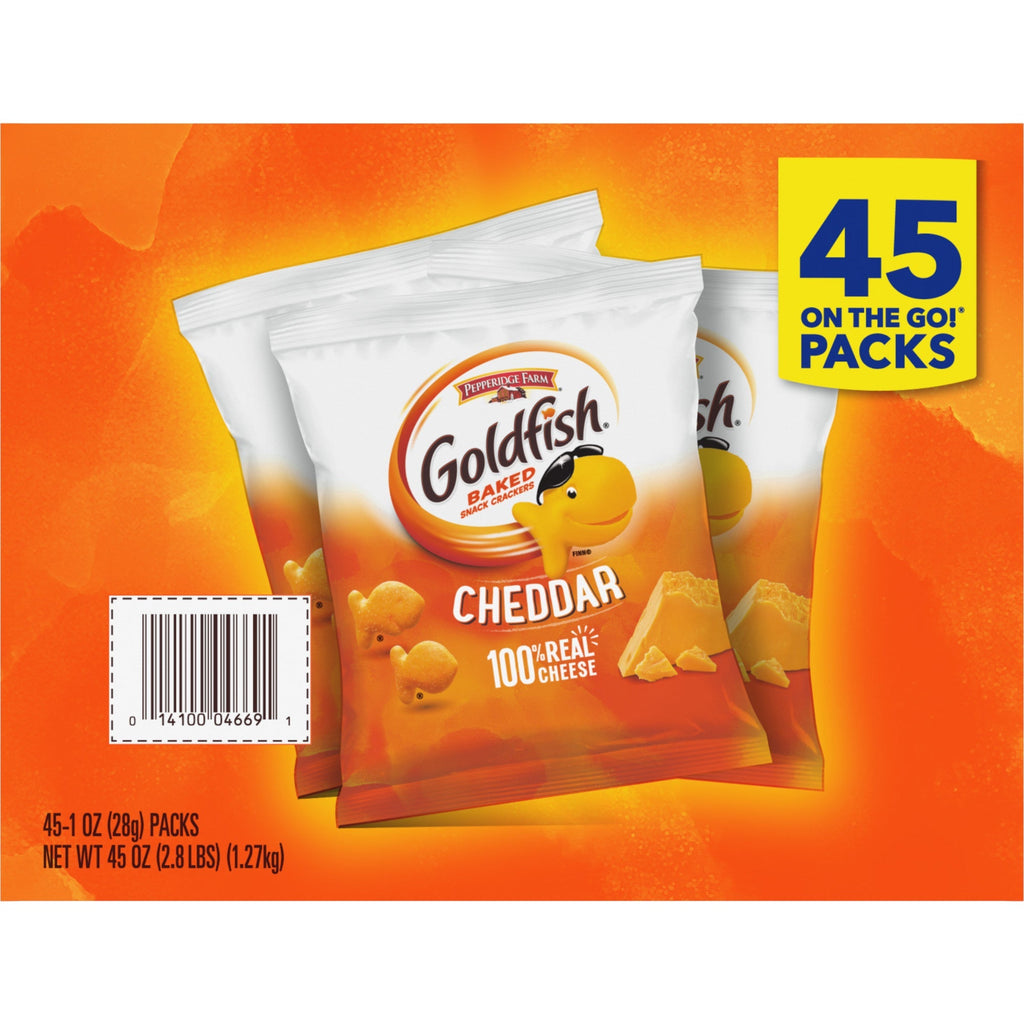 Goldfish Baked Snack Crackers, Cheddar, 1 oz, 45-count