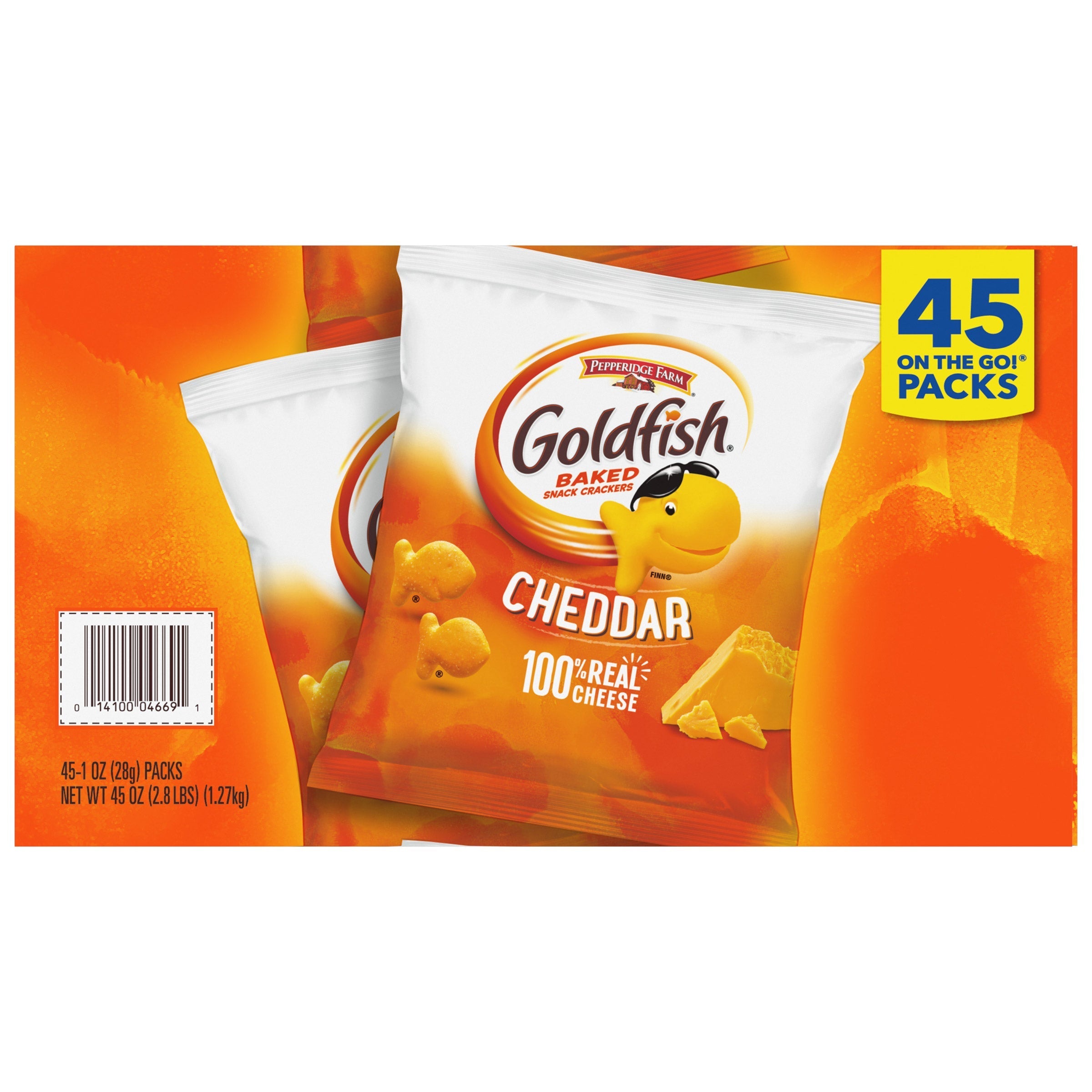 Goldfish Baked Snack Crackers, Cheddar, 1 oz, 45-count
