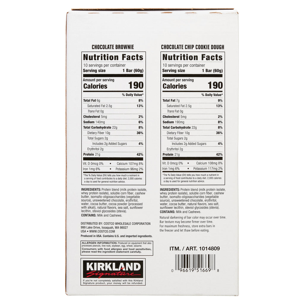 Protein Bars, Chocolate Chip Cookie Dough & Chocolate Brownie, Variety Pack, 2.12 oz, 20-count
