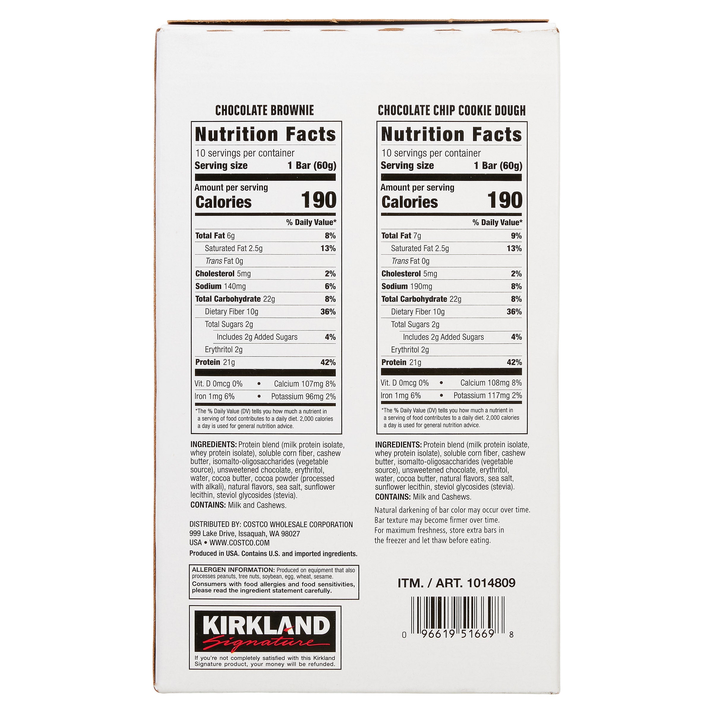 Protein Bars, Chocolate Chip Cookie Dough & Chocolate Brownie, Variety Pack, 2.12 oz, 20-count
