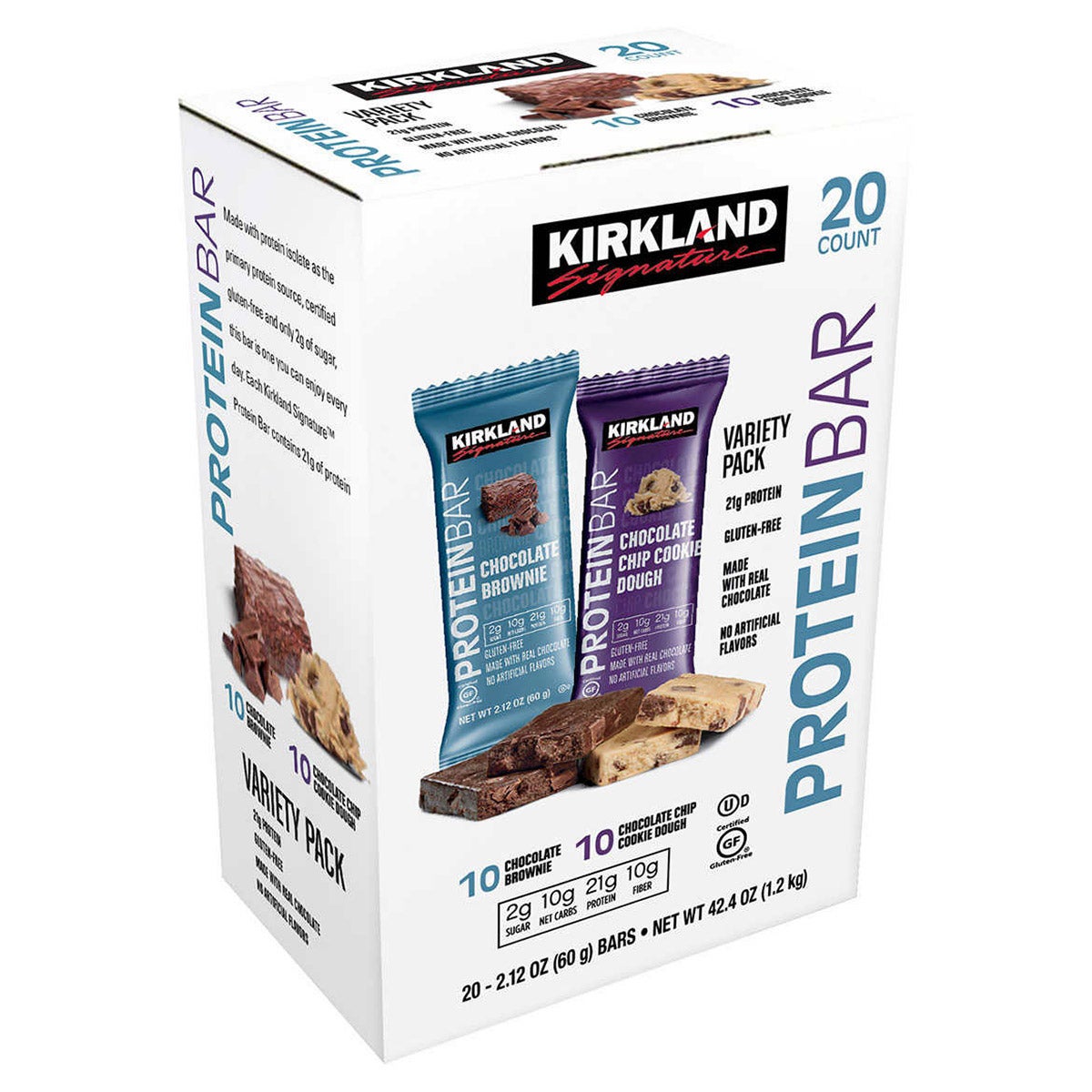 Protein Bars, Chocolate Chip Cookie Dough & Chocolate Brownie, Variety Pack, 2.12 oz, 20-count