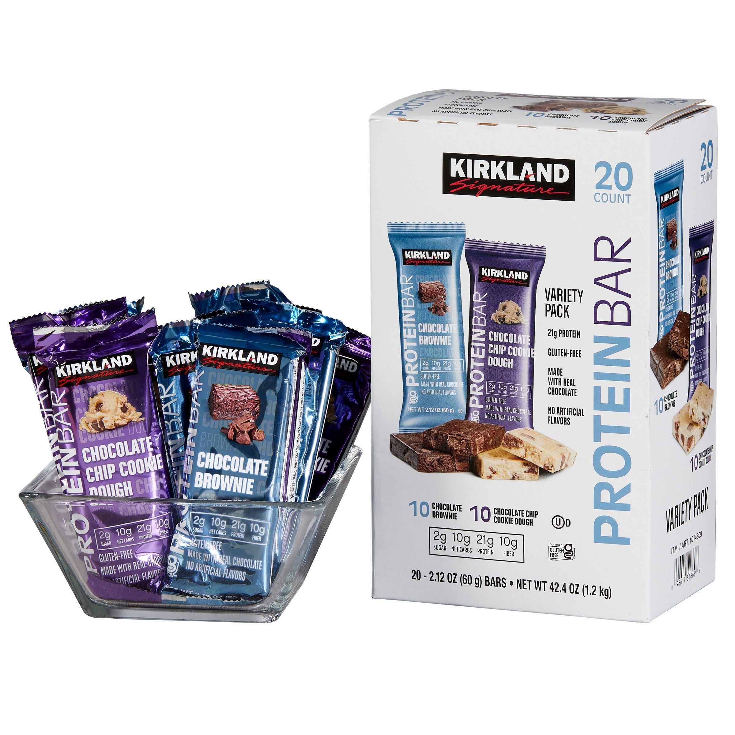 Protein Bars, Chocolate Chip Cookie Dough & Chocolate Brownie, Variety Pack, 2.12 oz, 20-count