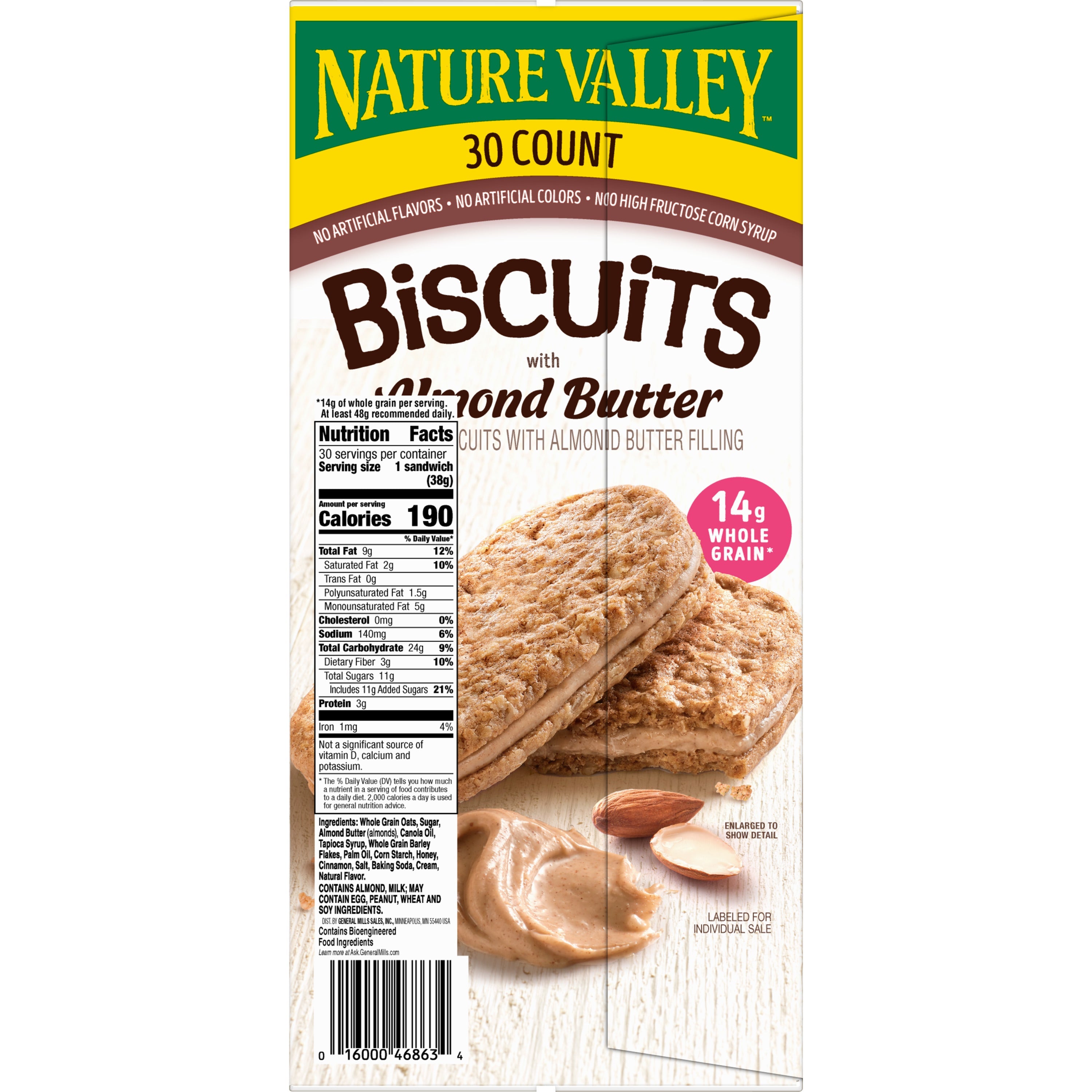 Nature Valley Biscuits with Almond Butter, 1.35 oz, 30-count