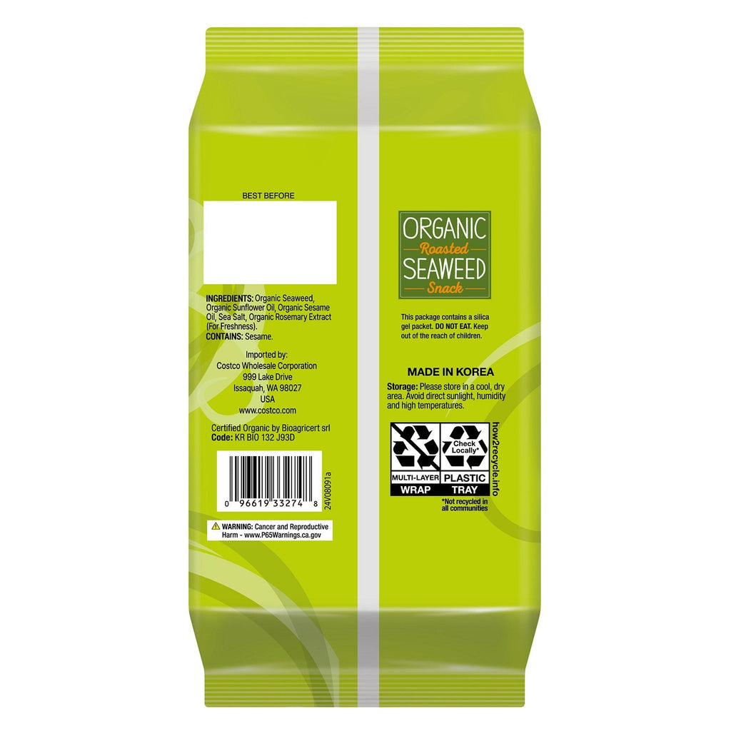Organic Roasted Seaweed, 0.6 oz, 10-count
