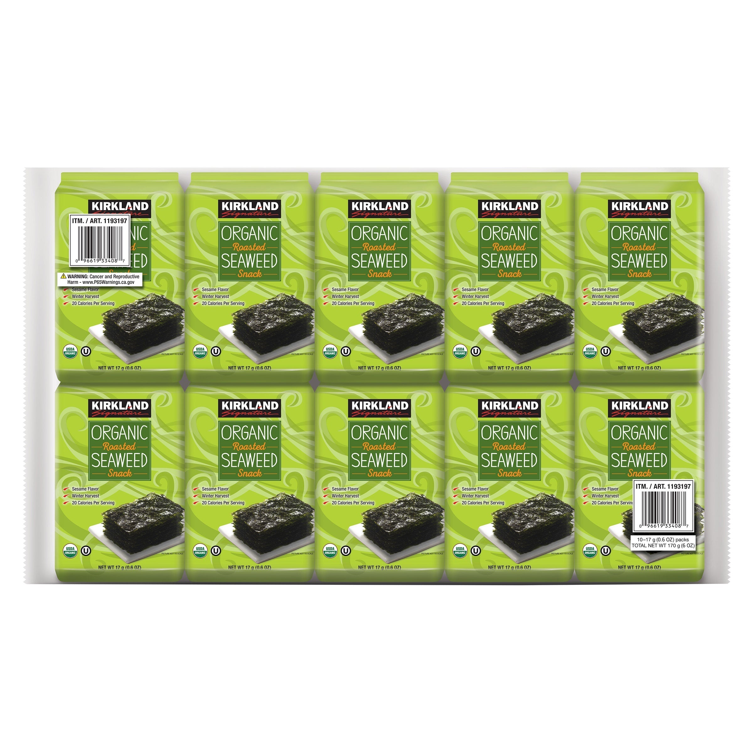 Organic Roasted Seaweed, 0.6 oz, 10-count