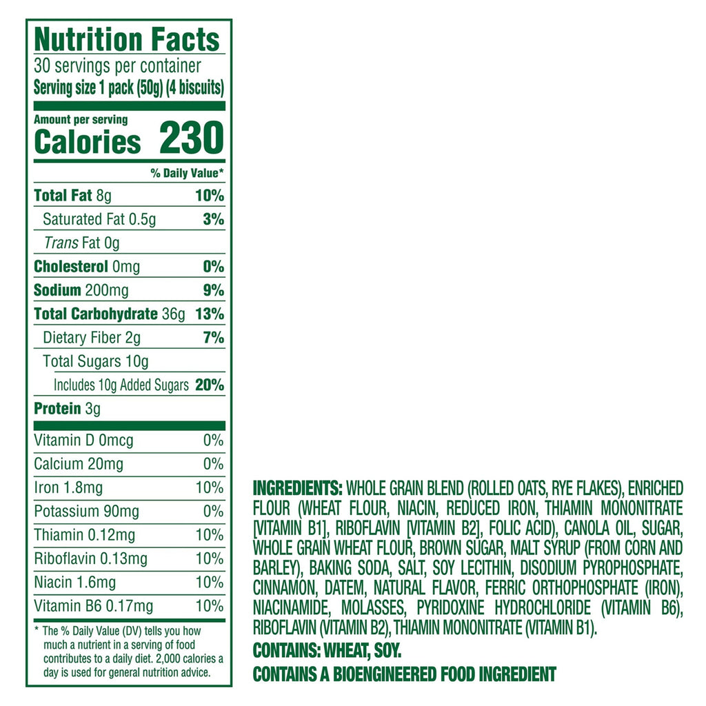 BelVita Breakfast Biscuit, Cinnamon Brown Sugar, 1.76 oz, 30-count