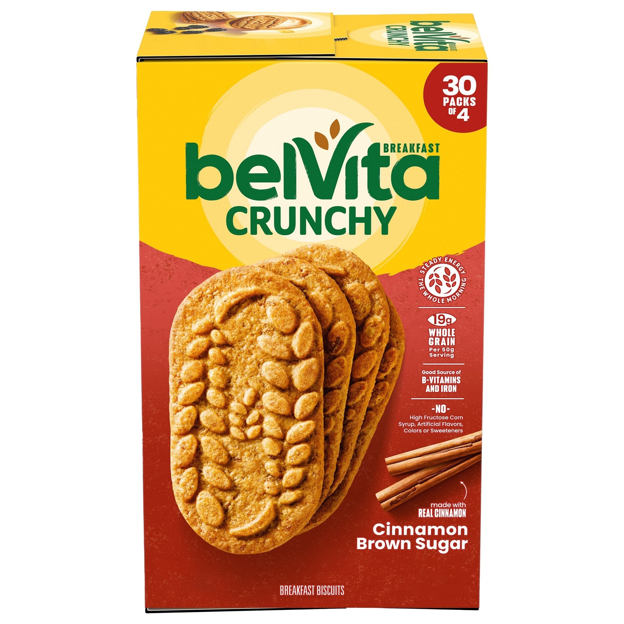 BelVita Breakfast Biscuit, Cinnamon Brown Sugar, 1.76 oz, 30-count