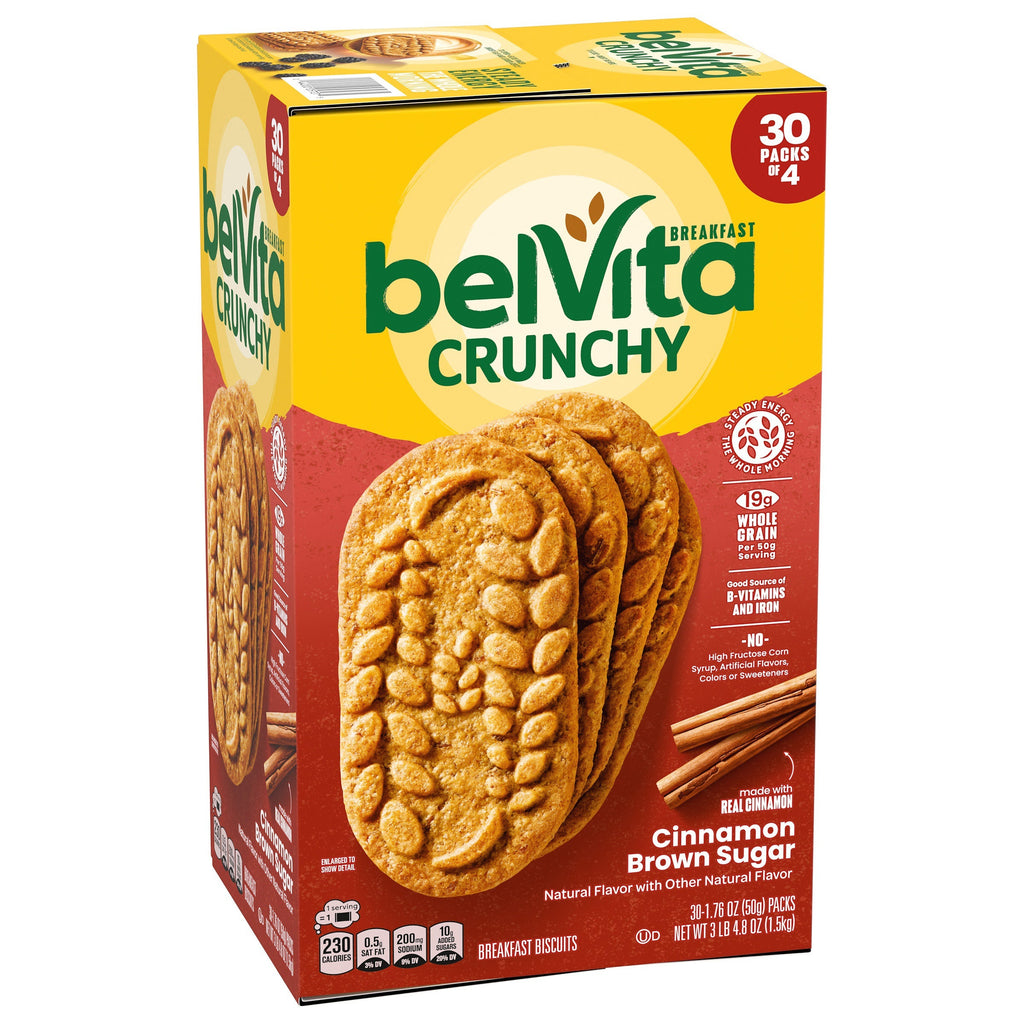 BelVita Breakfast Biscuit, Cinnamon Brown Sugar, 1.76 oz, 30-count