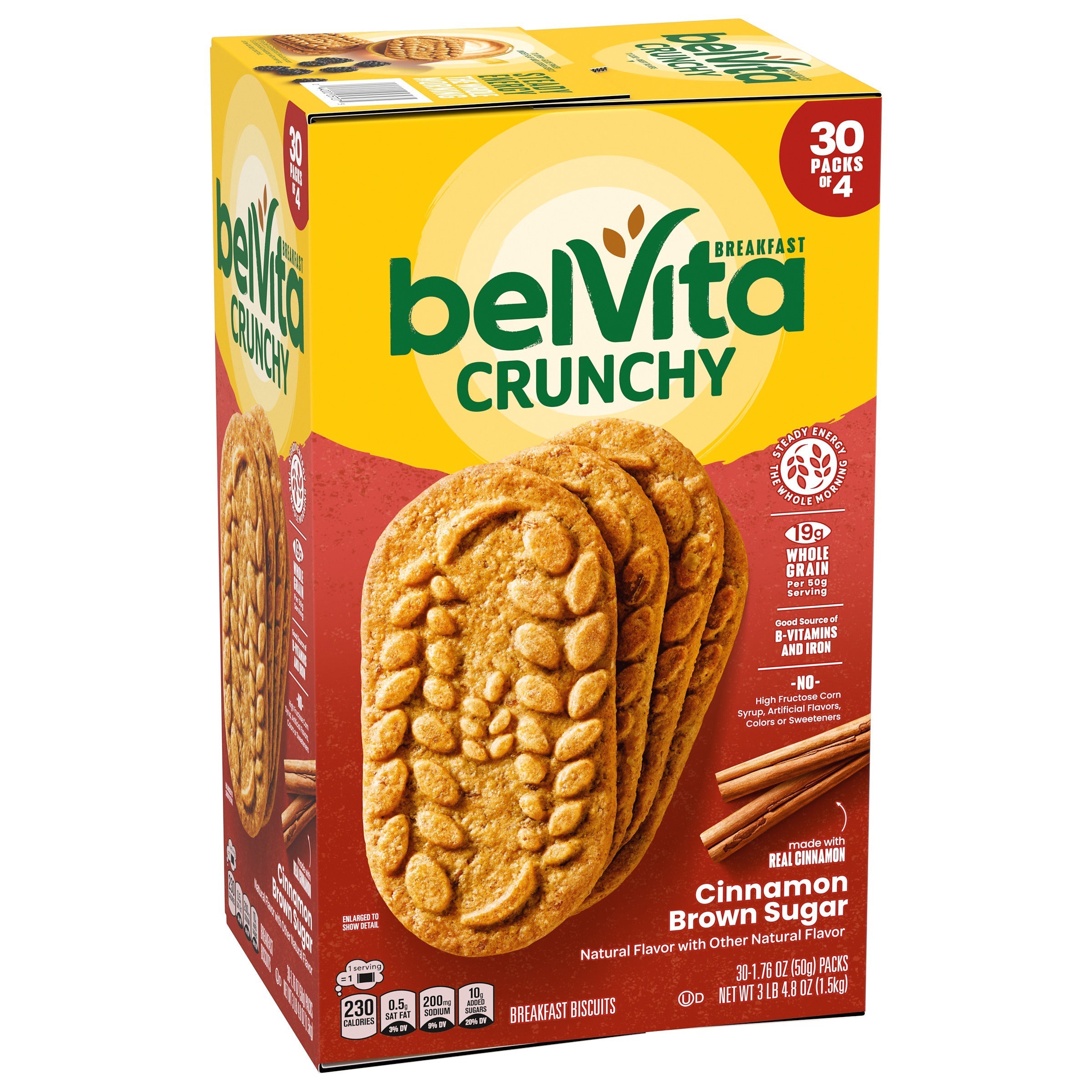 BelVita Breakfast Biscuit, Cinnamon Brown Sugar, 1.76 oz, 30-count