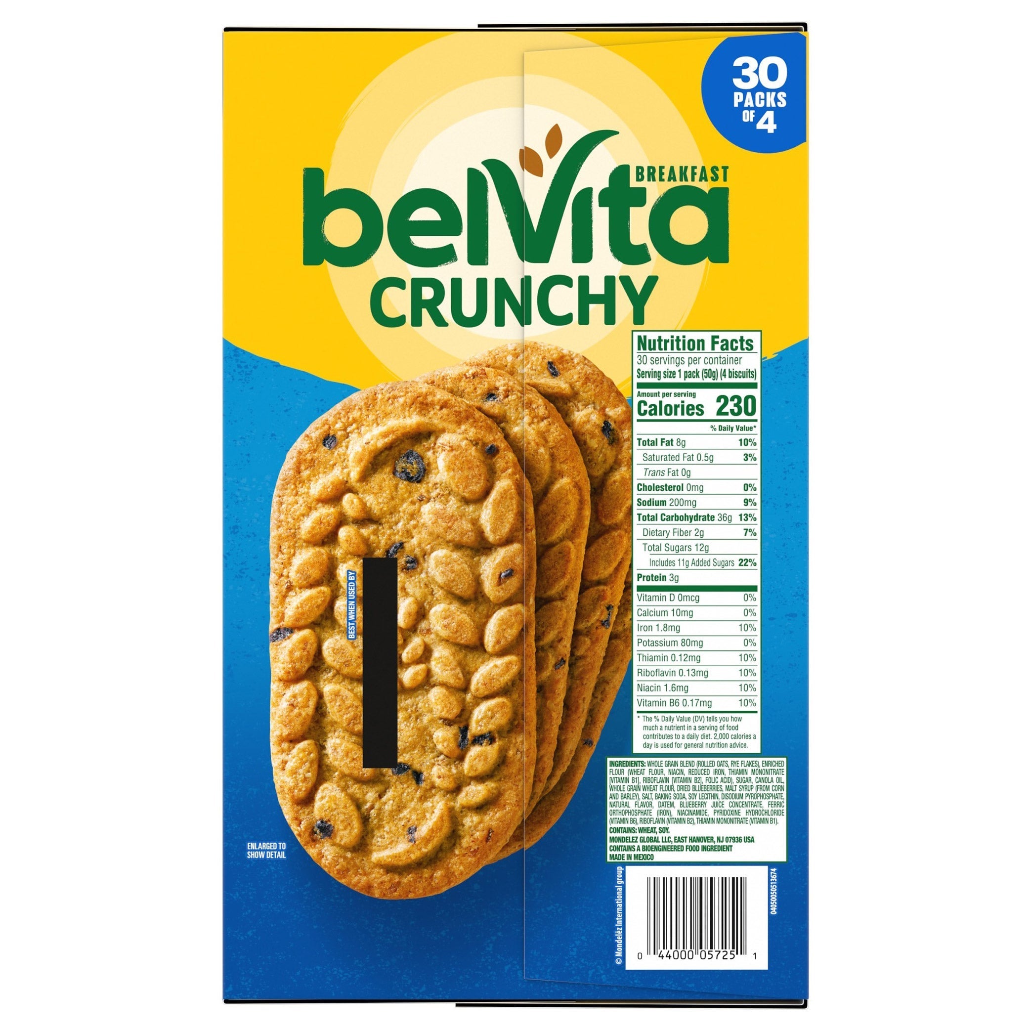 belVita Breakfast Biscuits, Blueberry, 1.76 oz, 30 ct