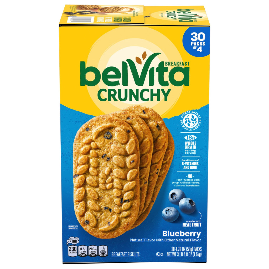 belVita Breakfast Biscuits, Blueberry, 1.76 oz, 30 ct