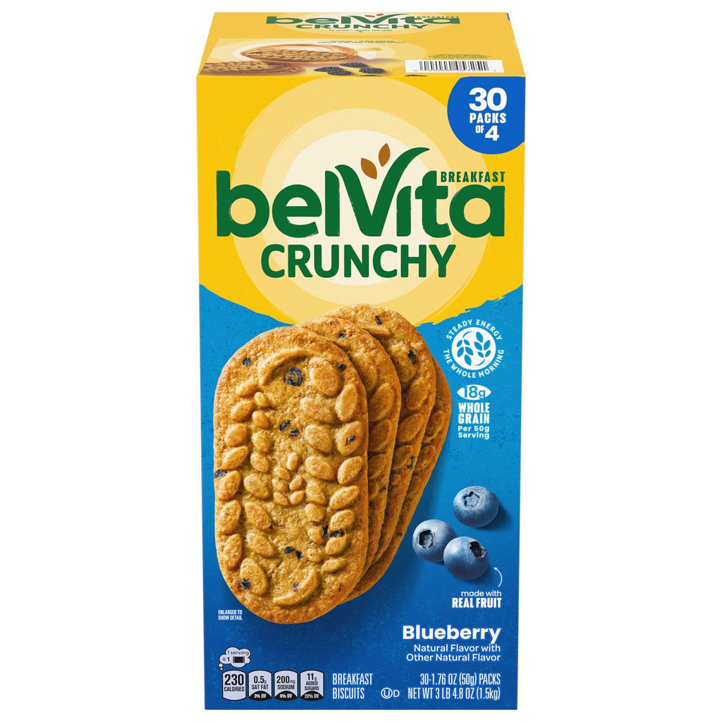 belVita Breakfast Biscuits, Blueberry, 1.76 oz, 30 ct