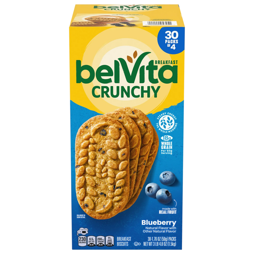 belVita Breakfast Biscuits, Blueberry, 1.76 oz, 30 ct