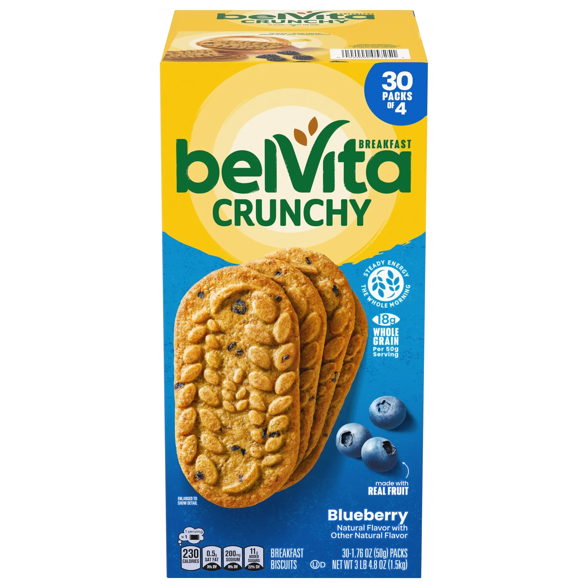 belVita Breakfast Biscuits, Blueberry, 1.76 oz, 30 ct