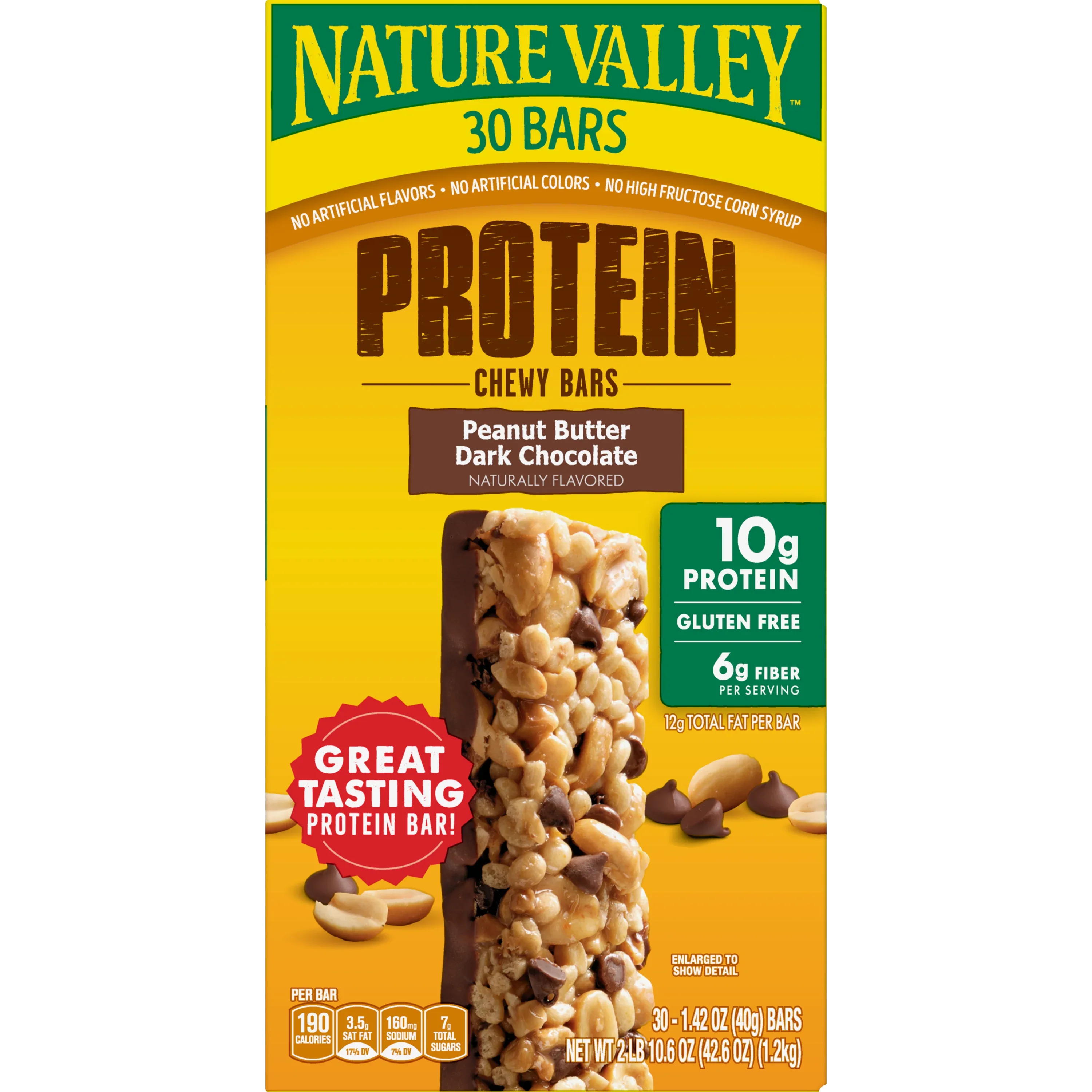 Nature Valley Protein Bar, Peanut Butter Dark Chocolate, 1.42 oz, 30-count