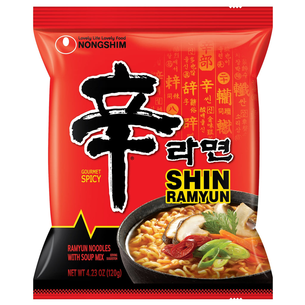 Nongshim Shin Ramyun Noodles with Soup Mix, Gourmet Spicy, 4.2 oz, 18-count
