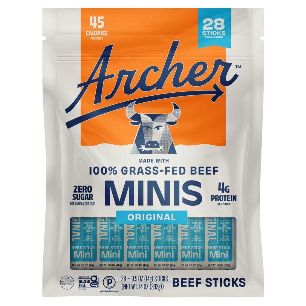Country Archer Grass-Fed Beef Stick Minis Original, 0.5 oz, 28-Count