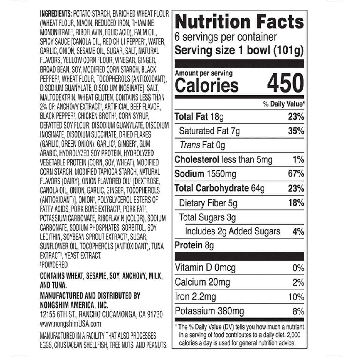 Nongshim Tonkotsu Ramen Bowl, 6-count