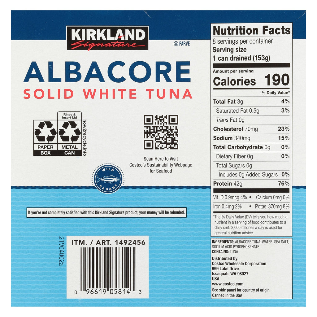 Albacore Solid White Tuna in Water, 7 oz, 8-Count