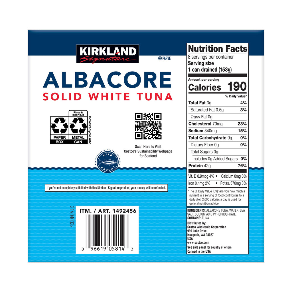 Albacore Solid White Tuna in Water, 7 oz, 8-Count