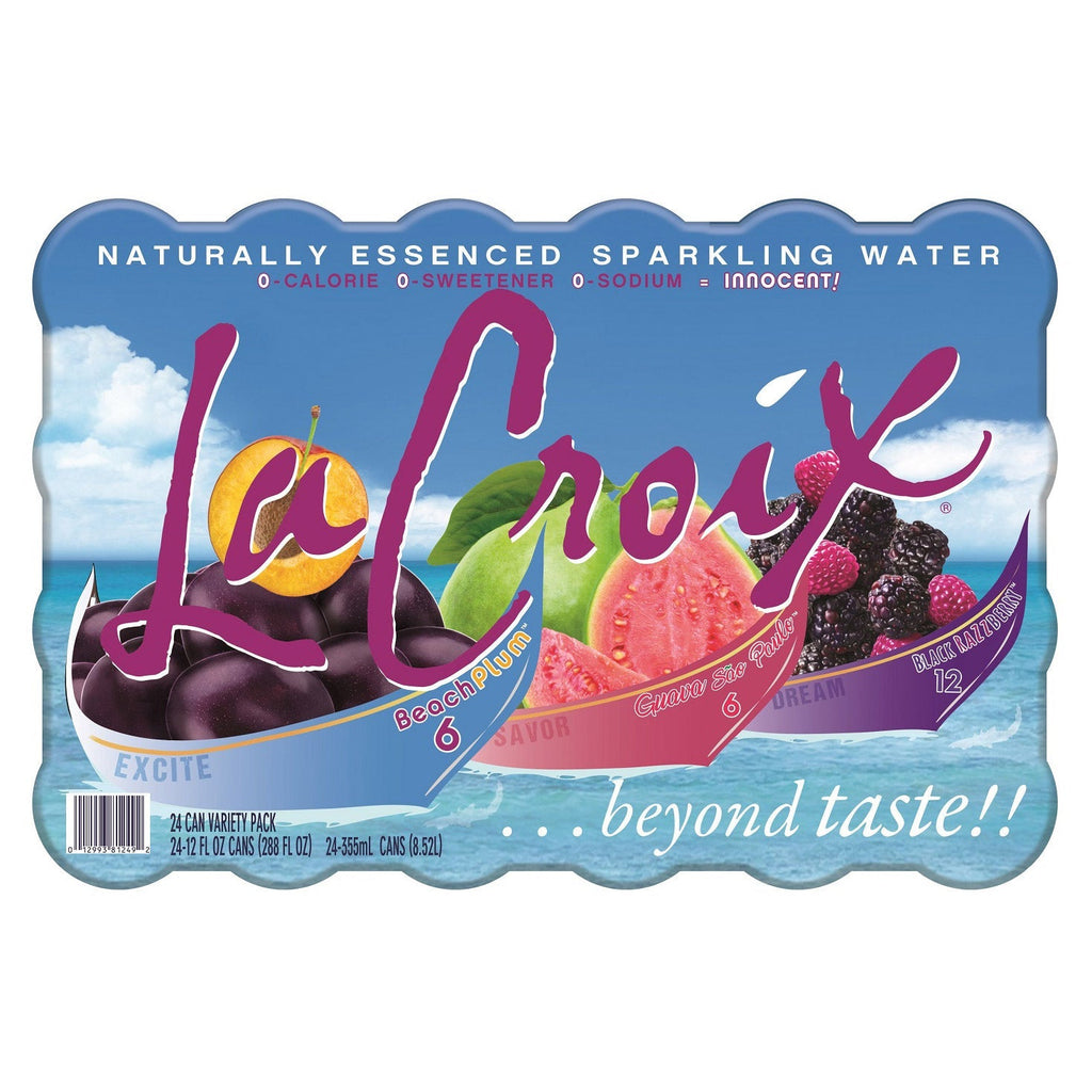 La Croix Sparkling Water, Beach Plum, Guava Sao Paulo and Black Razz Berry Variety Pack, 12 fl oz, 24-count