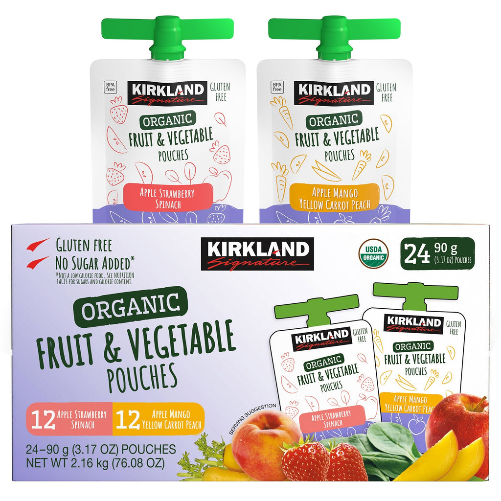 Organic Fruit and Vegetable Pouches, Variety Pack, 3.17 oz, 24-count