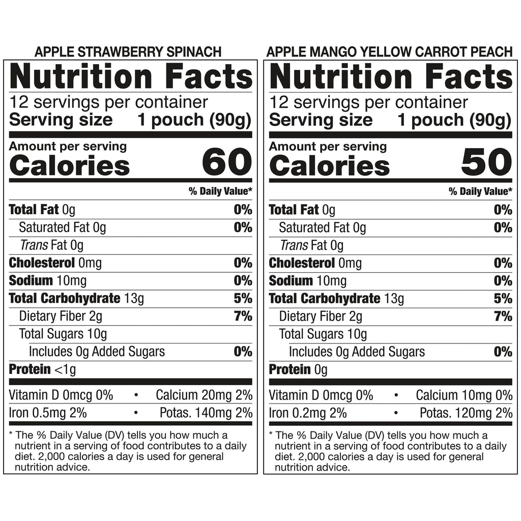 Organic Fruit and Vegetable Pouches, Variety Pack, 3.17 oz, 24-count