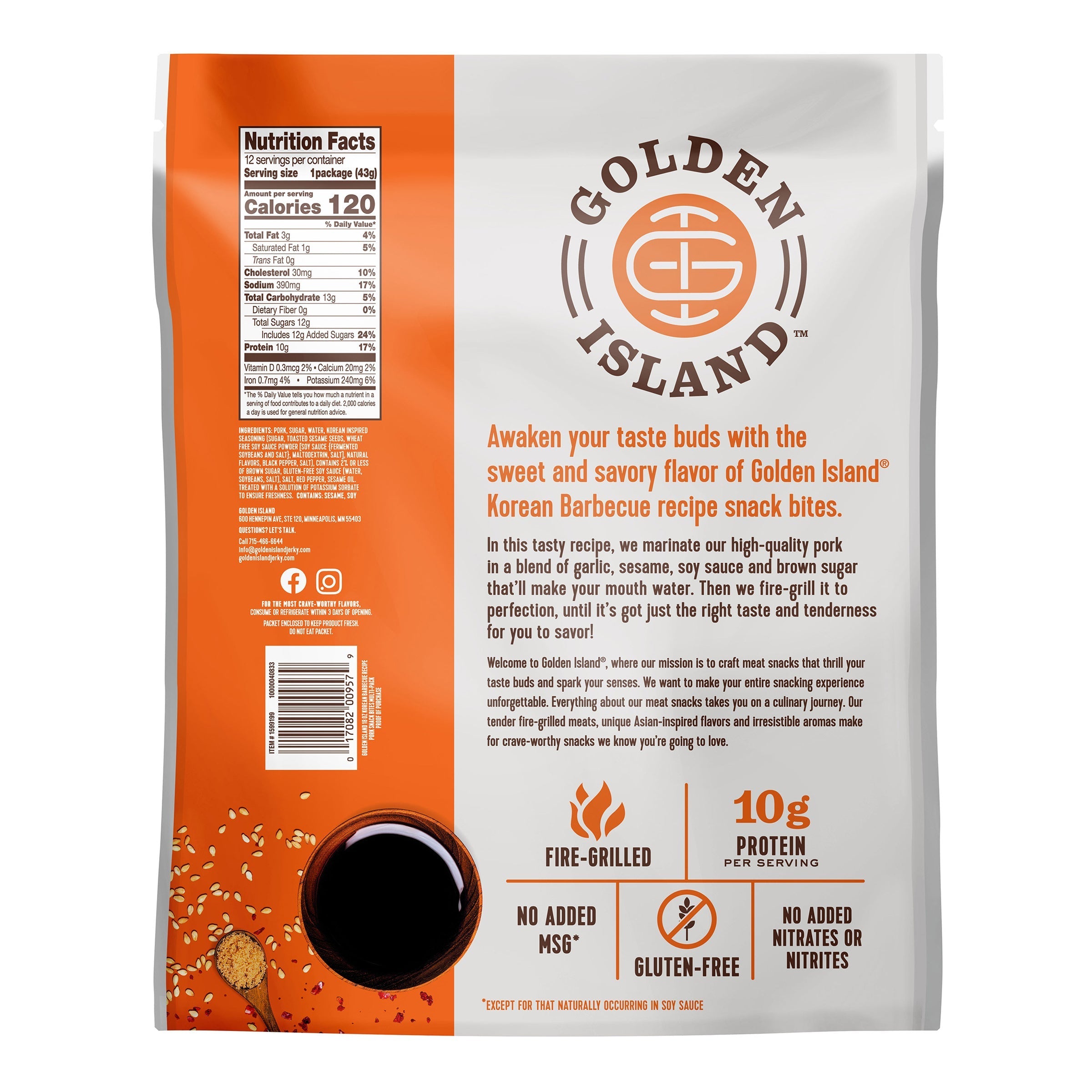 Golden Island Pork Snack Bites, Korean Barbecue, 1.5 oz, 12-count