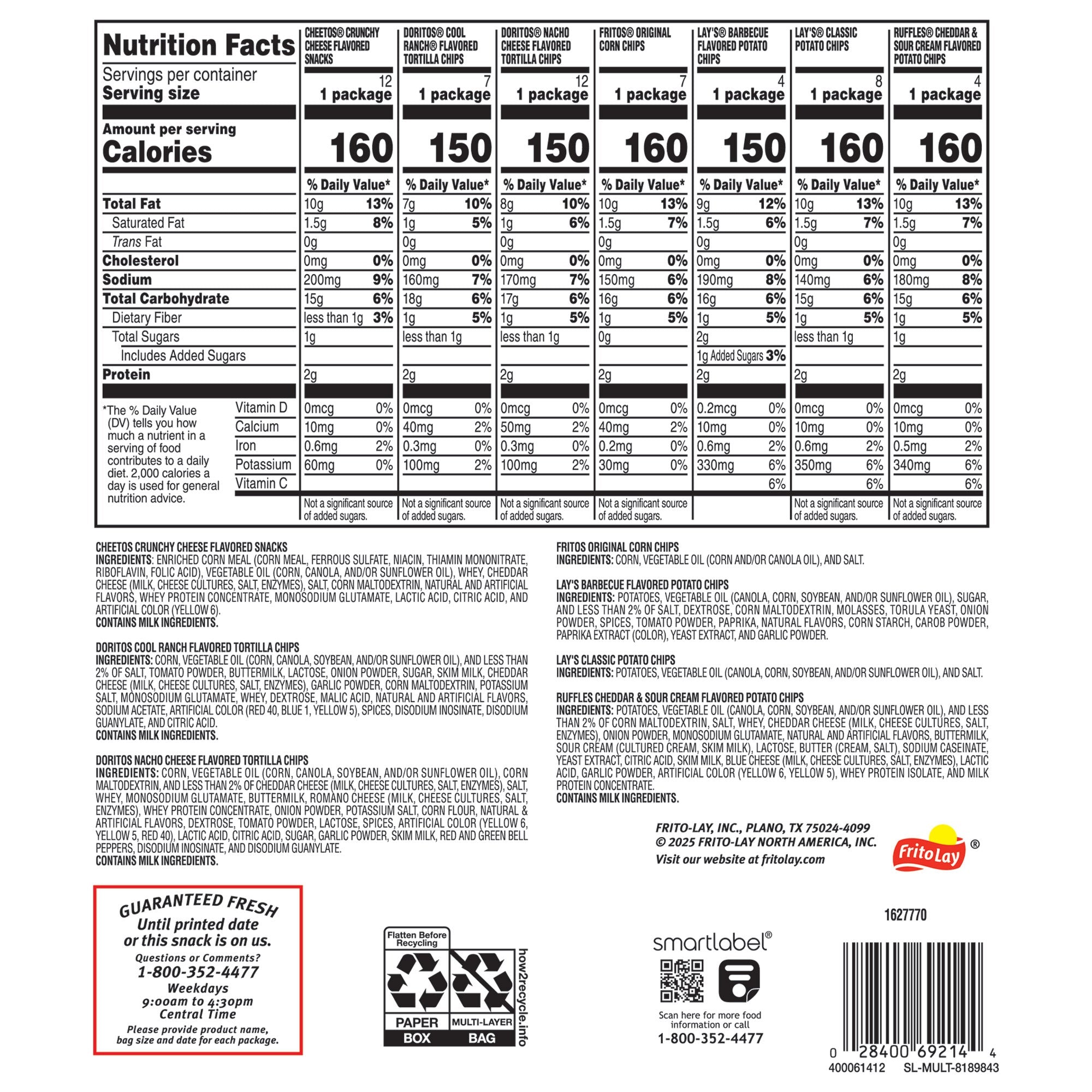 Frito Lay Classic Mix, 1 oz, Variety Pack, 54-count