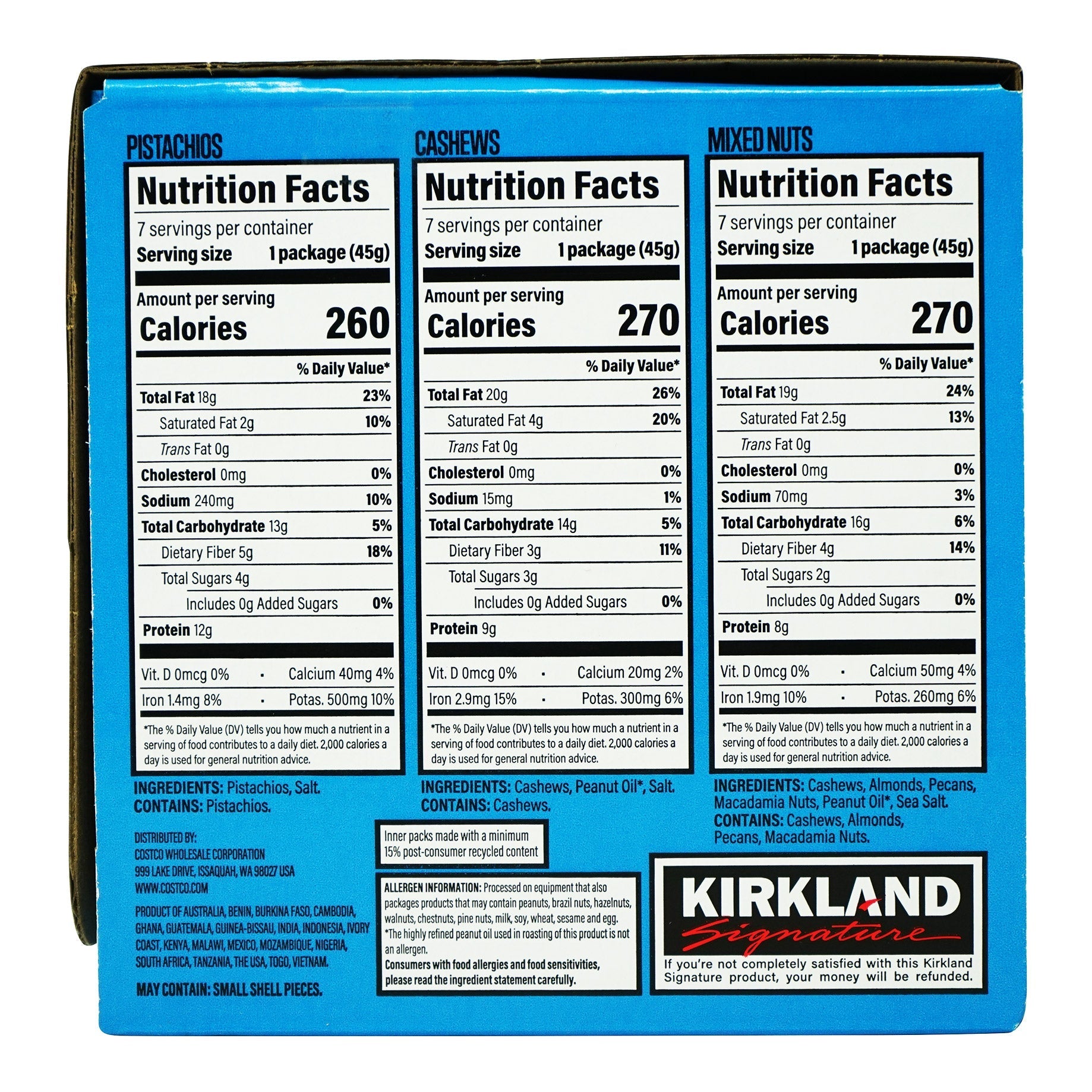 Snacking Nuts Variety Pack, 1.6 oz, 21-count