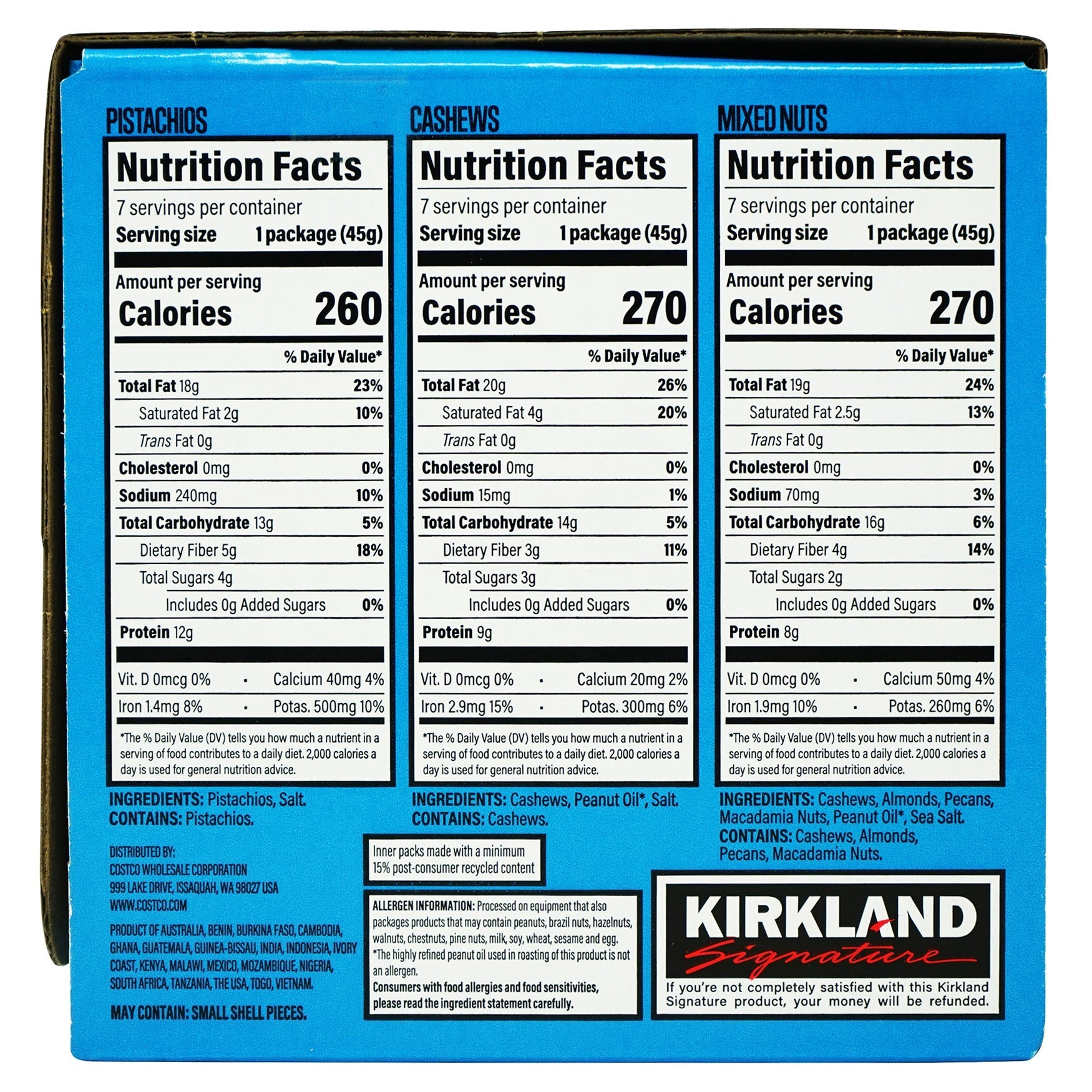 Snacking Nuts Variety Pack, 1.6 oz, 21-count