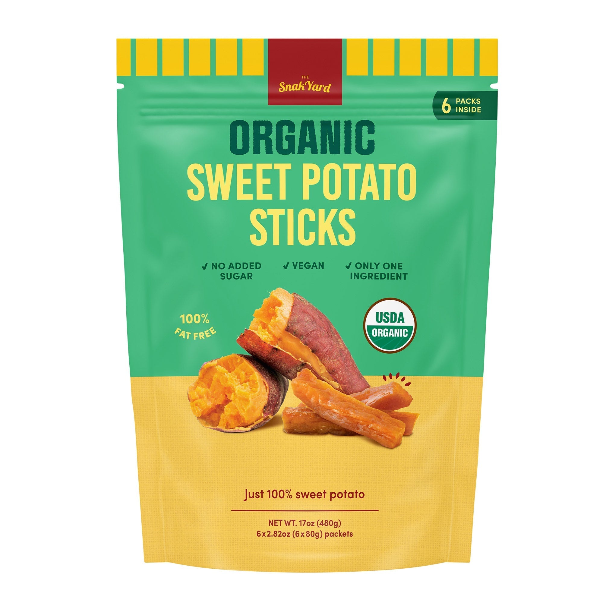 The SnakYard Organic Sweet Potato Sticks, 2.82 oz, 6-count