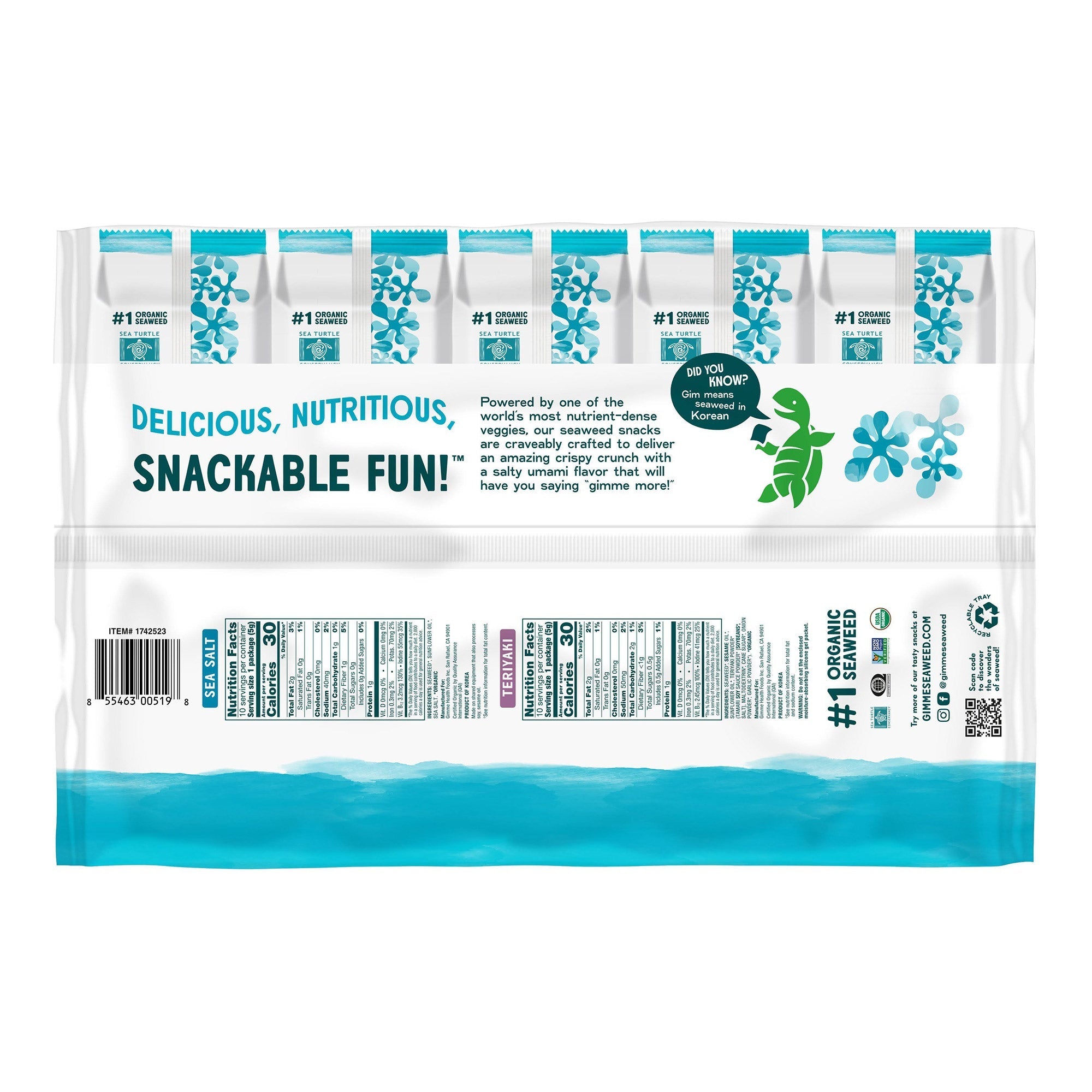 Gimme Organic Roasted Seaweed Snack, Variety Pack, 0.17 oz, 20-count