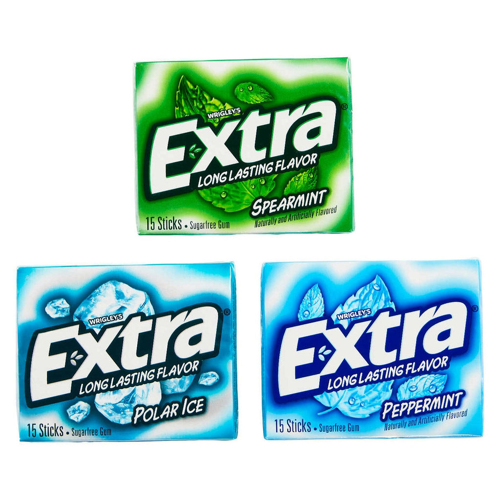 Extra Sugar Free Chewing Gum, Mint Variety Pack, 15 Sticks, 18-Count