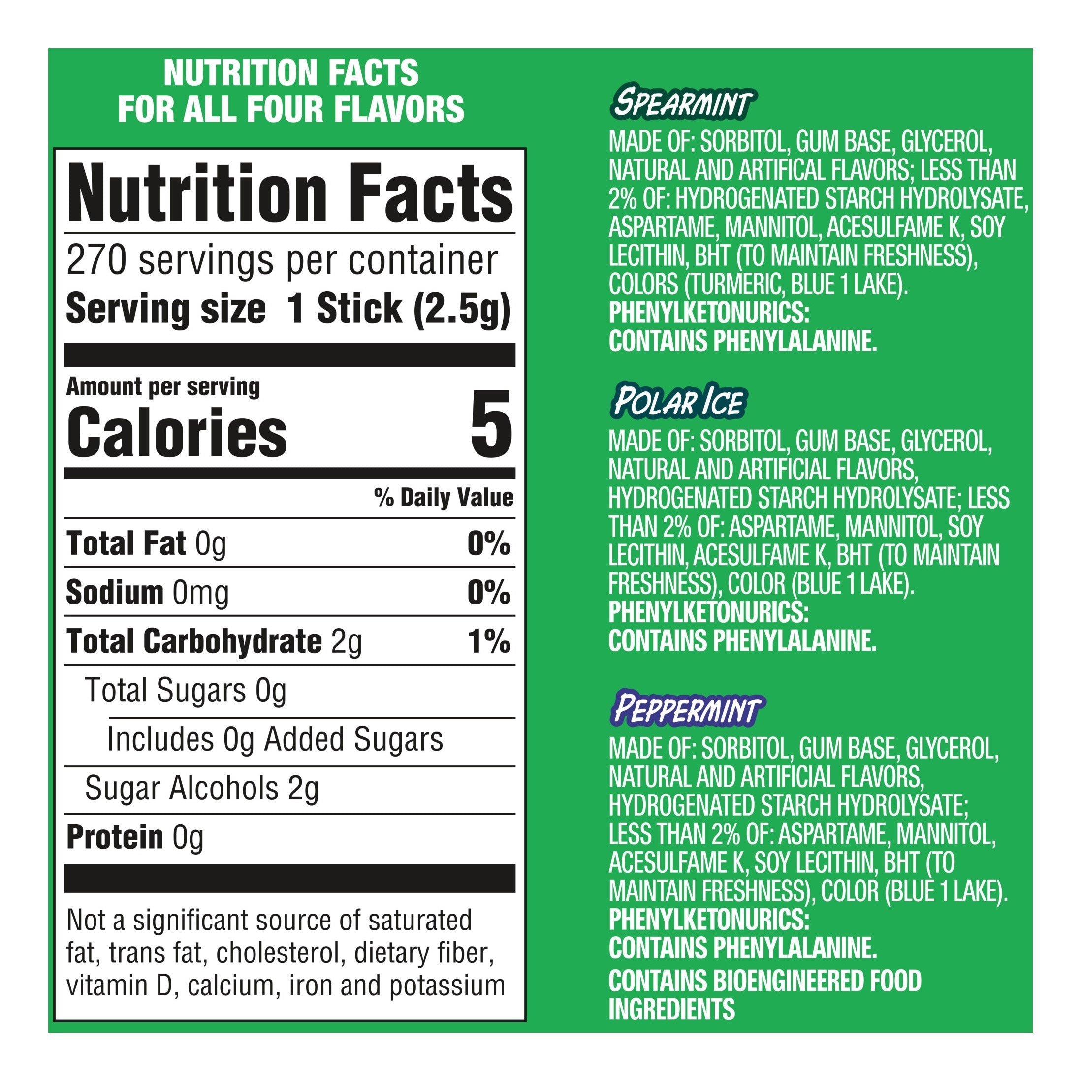 Extra Sugar Free Chewing Gum, Mint Variety Pack, 15 Sticks, 18-Count