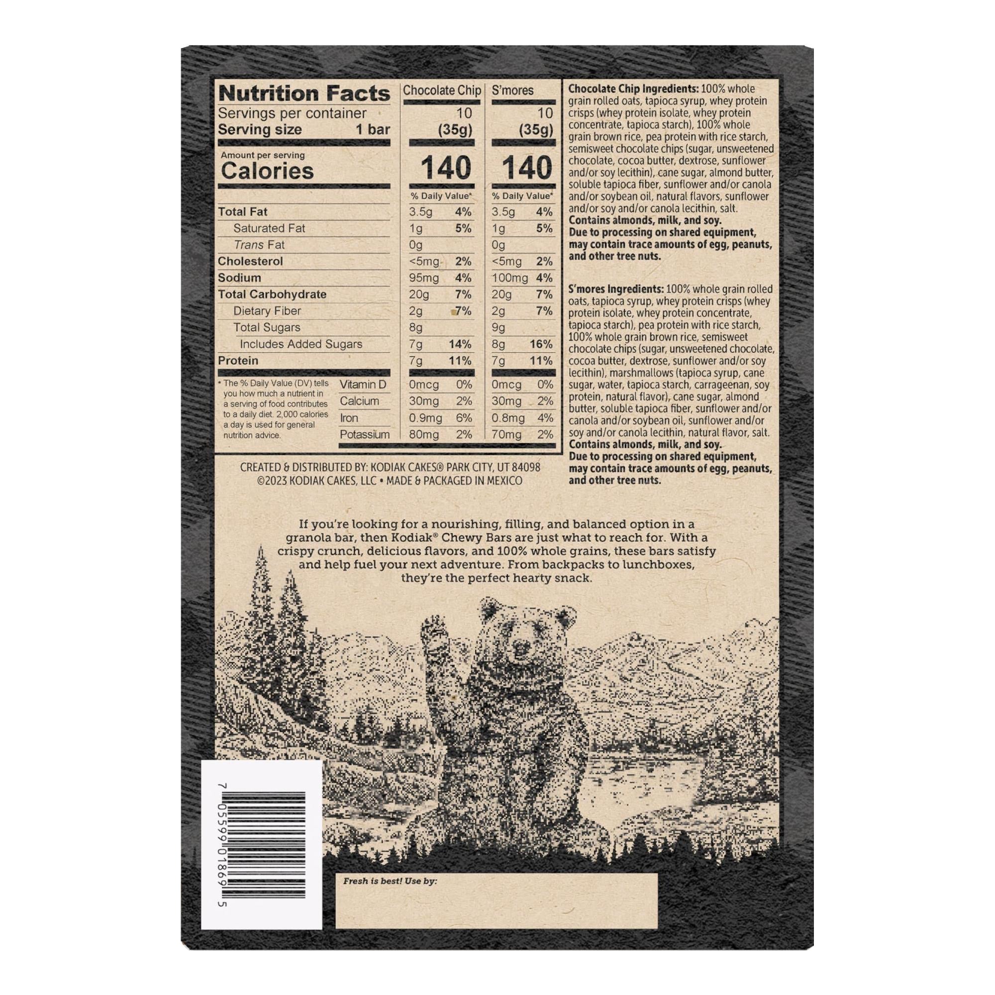 Kodiak Chewy Granola Bars Variety, 20-count