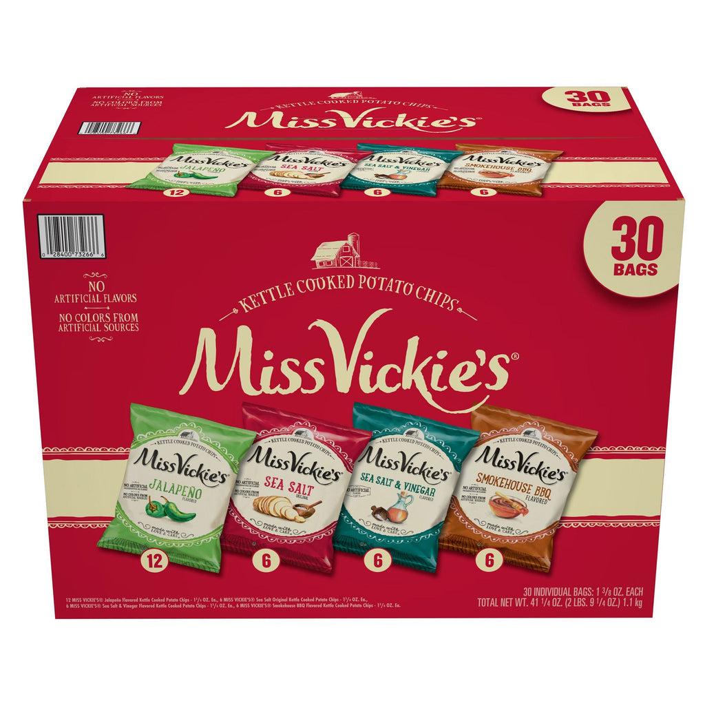Miss Vickie’s Kettle Cooked Potato Chips, 1.38 oz, Variety Pack, 30-count