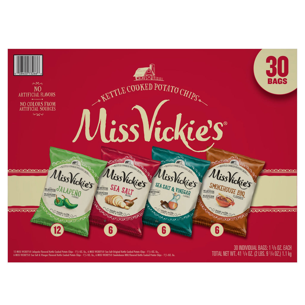Miss Vickie’s Kettle Cooked Potato Chips, 1.38 oz, Variety Pack, 30-count