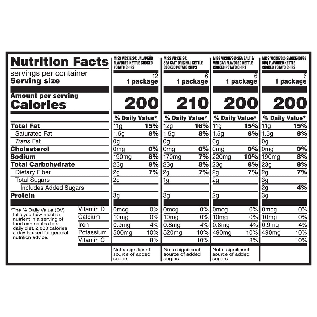Miss Vickie’s Kettle Cooked Potato Chips, 1.38 oz, Variety Pack, 30-count