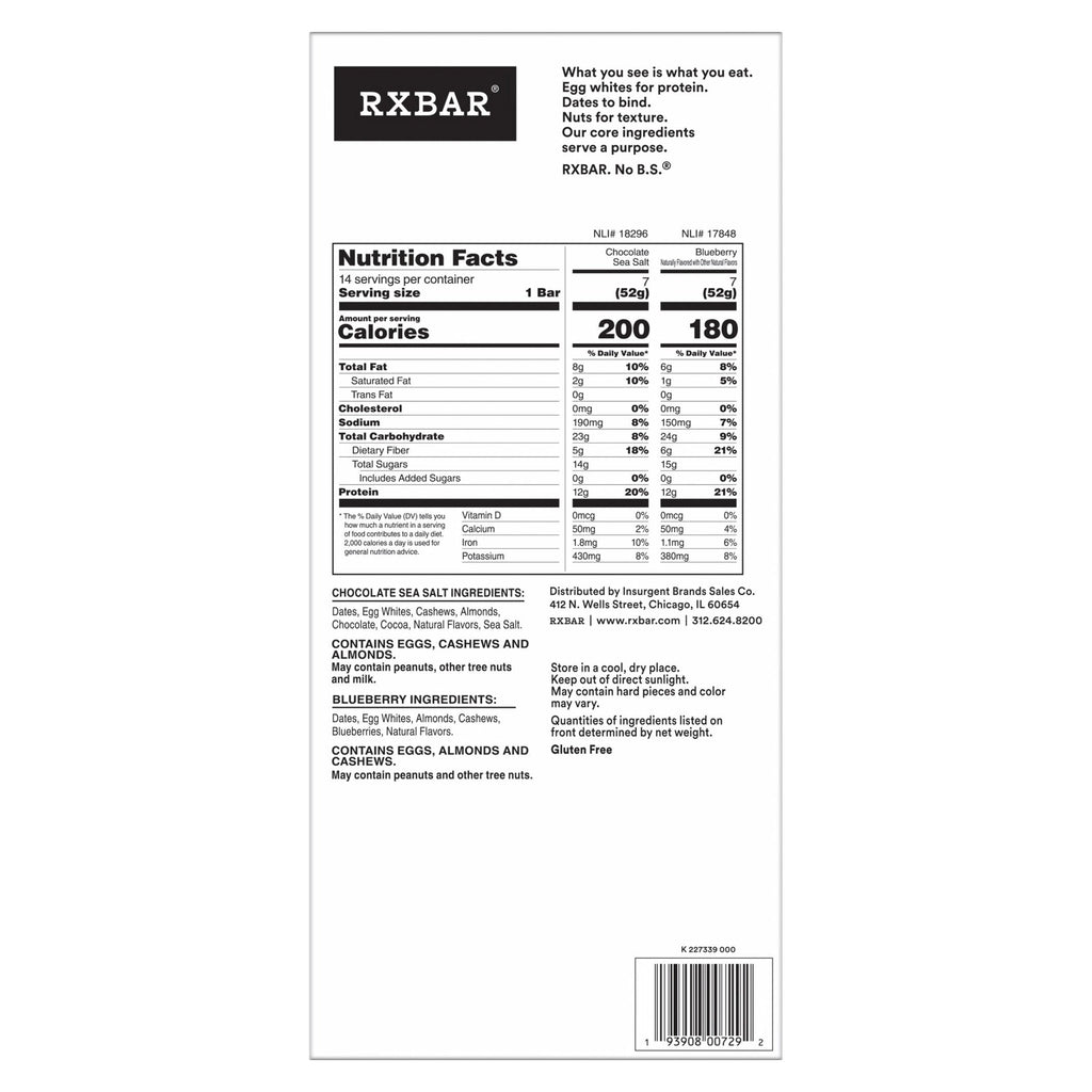 RXBAR Protein Bars, Variety Pack, 14-count