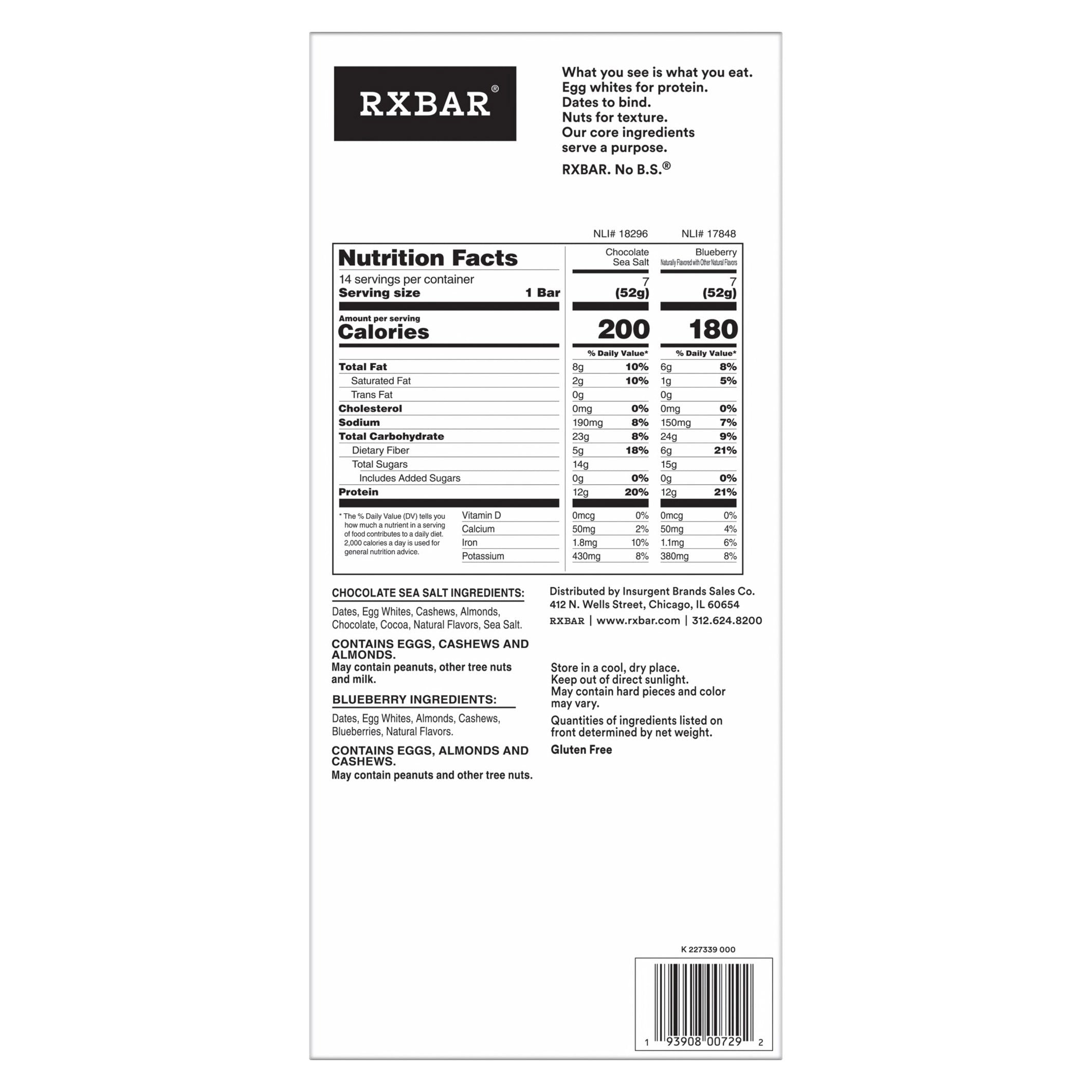RXBAR Protein Bars, Variety Pack, 14-count