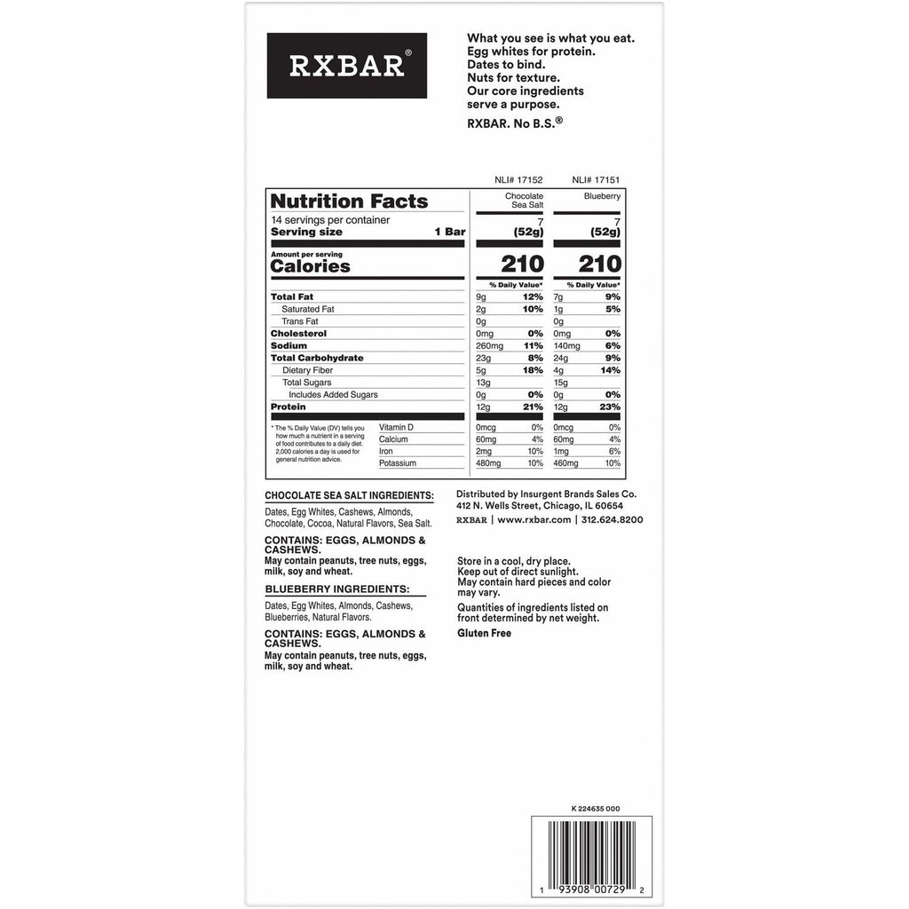 RXBAR Protein Bars, Variety Pack, 14-count