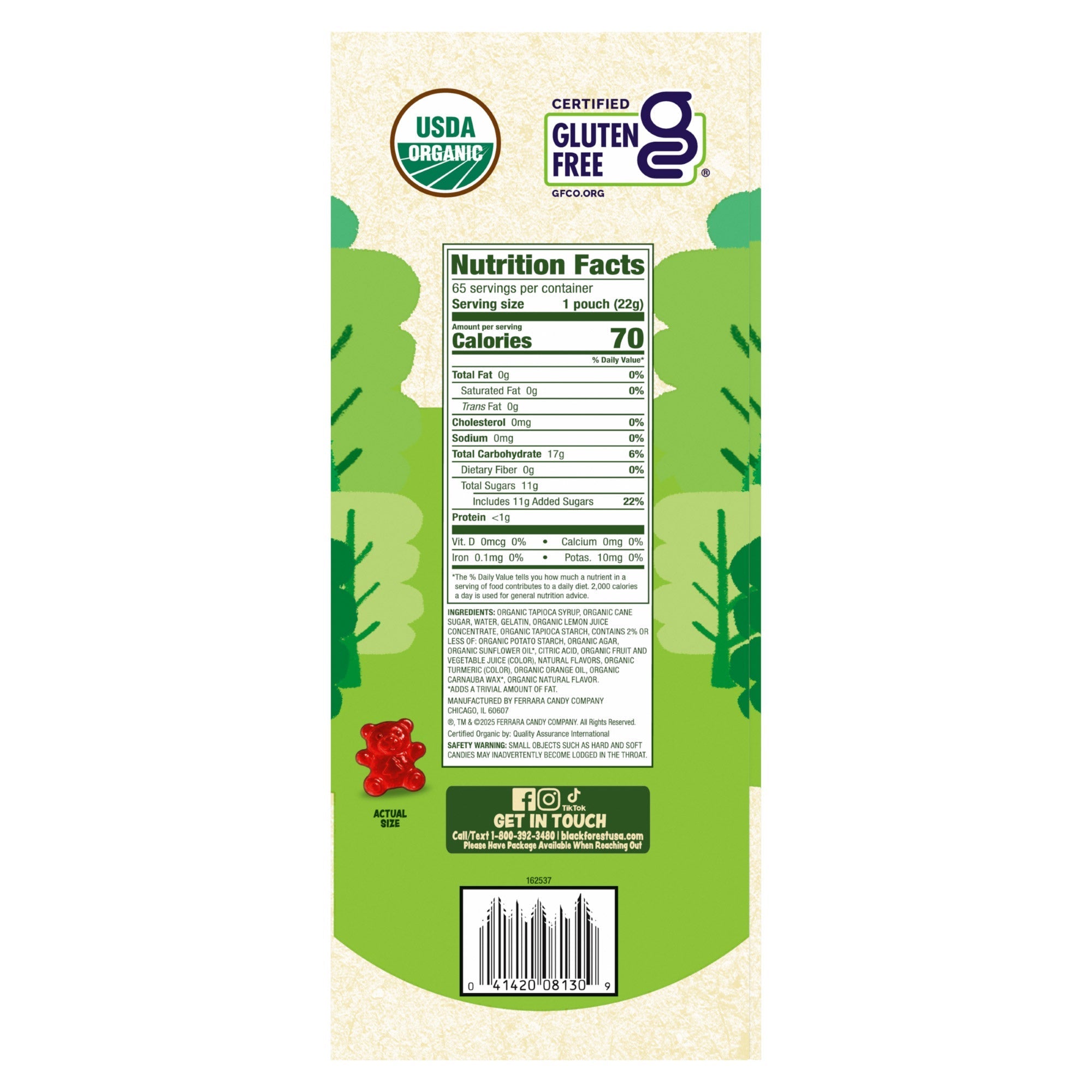 Black Forest Organic Gummy Bears, 0.8 oz, 65 ct