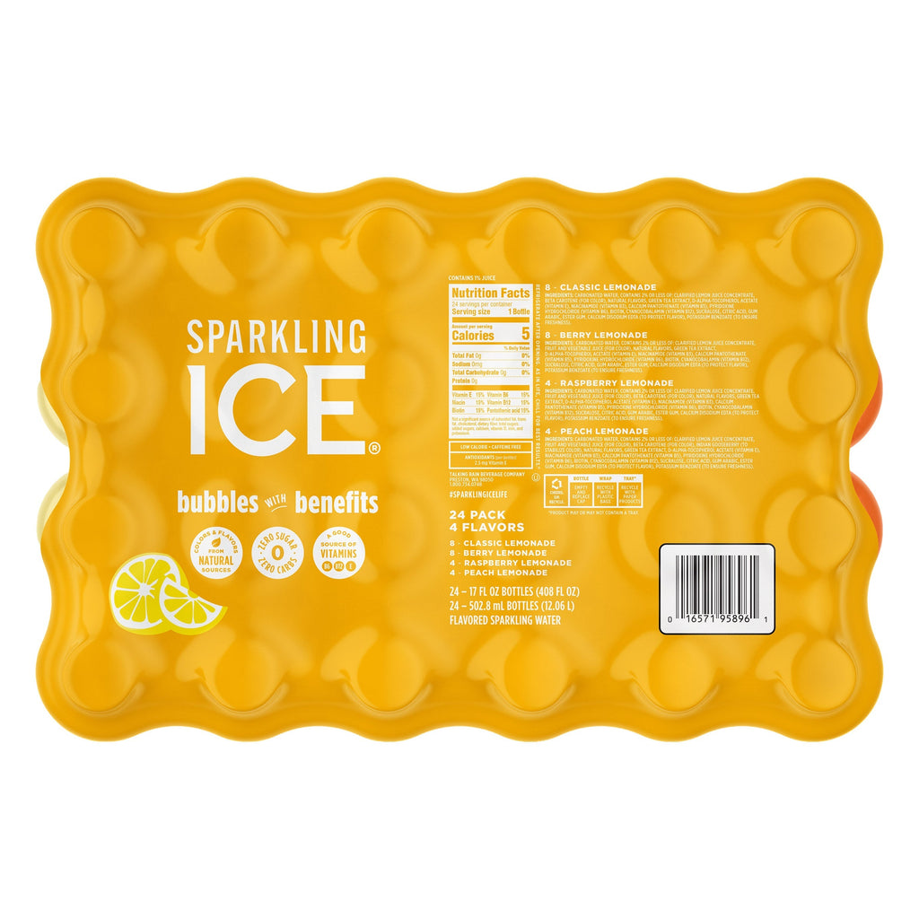 Sparkling Ice Zero Sugar Lemon Lovers Sparkling Water Variety Pack, 17 fl oz, 24-count