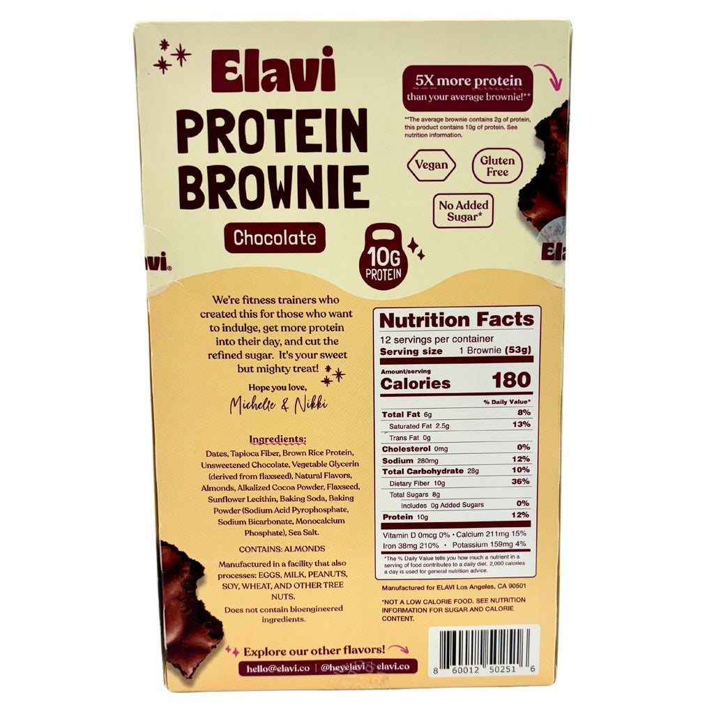 Elavi High Protein Brownie Chocolate Fudge, 12-count