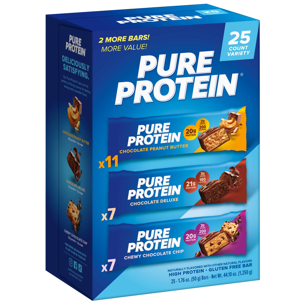 Pure Protein Bars, Variety Pack, 1.76 oz, 25-count
